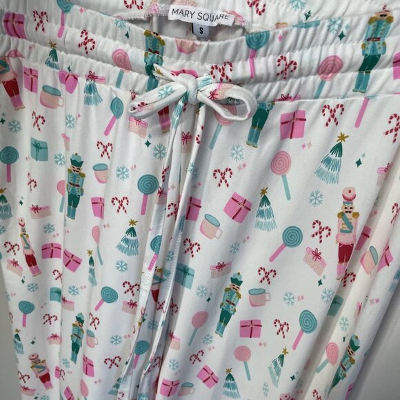 NWOT Mary Square Oh What Fun Annie Nutcracker Pajama Pants Size S White Pastel - Picture 3 of 11